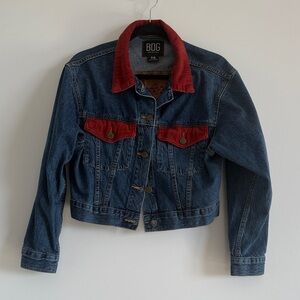 BDG Cropped Denim Jacket with Red Stitching